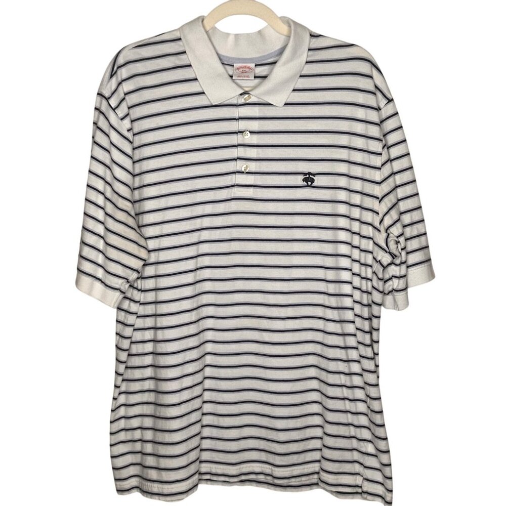 Brooks Brothers Mens Polo Shirt XXL Striped Cotton Golf Preppy Soft Comfort Norm